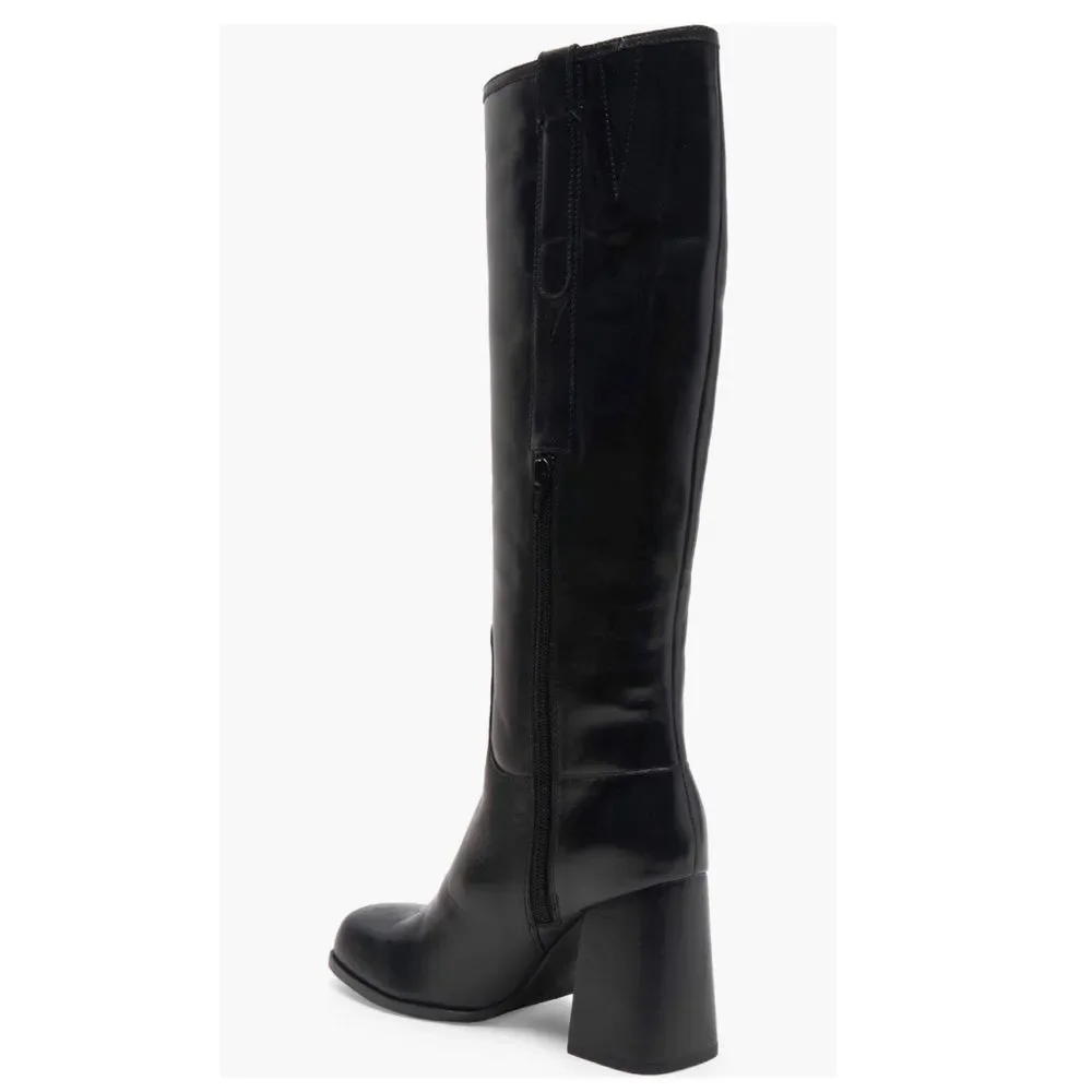 Free People Naomi Tall Leather Boots, Black, New, Size 6.5
